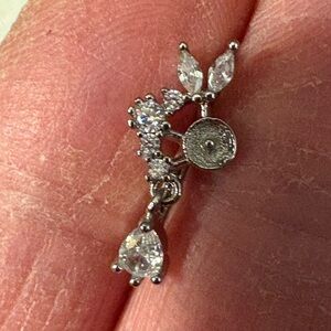 Nose Ring- cluster of sparkles  cz’s  Nose Cuff clip on,Elegant Nose Stud silver